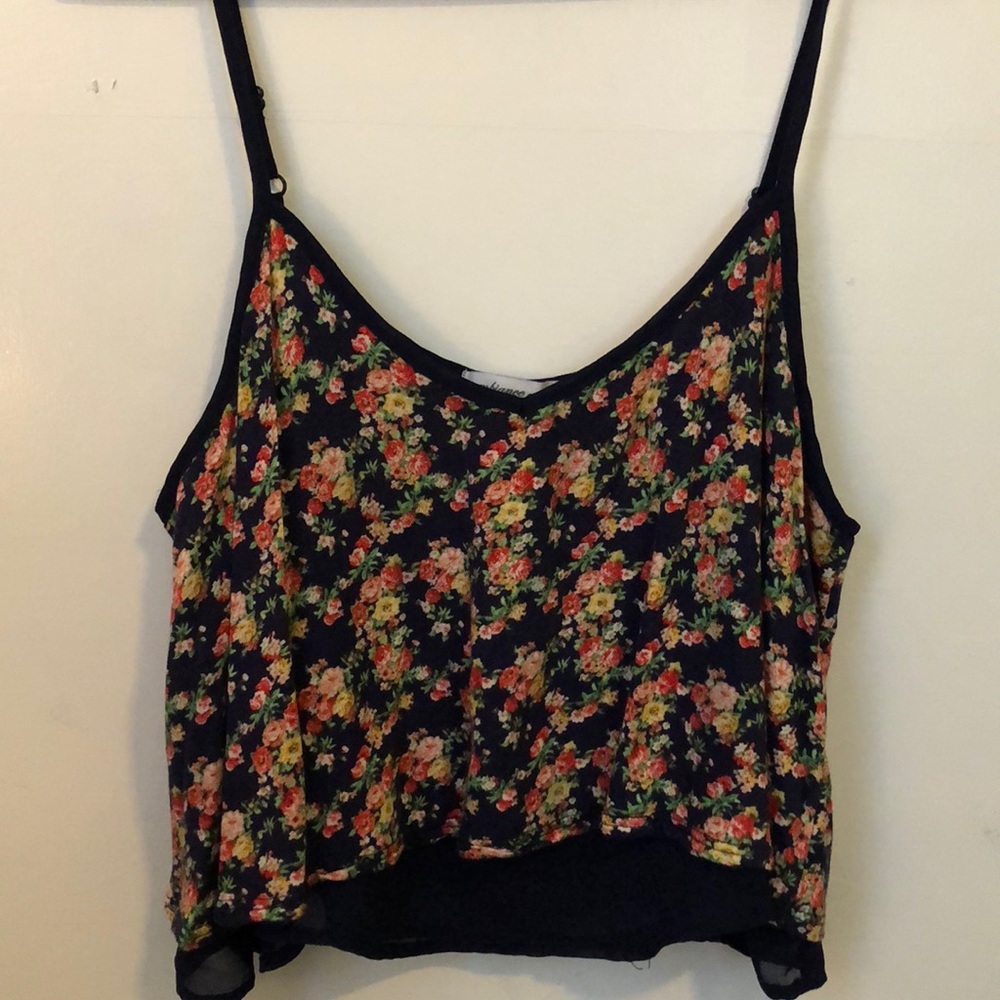 navy floral cropped cami